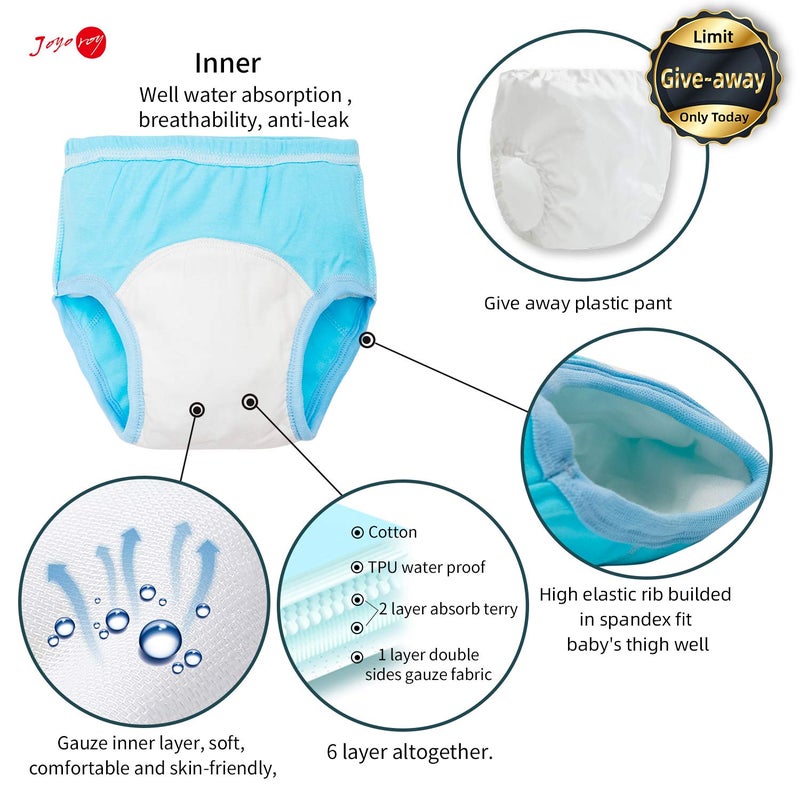Joyo roy 6Pcs Potty Training Underwear Boys 100% Cotton Soft Absorbent Toddler Toilet Training Pants 4T-5T Boys Leakproof Toddler Boy Underwear Baby Pee Pants with Potty Sticker Chart for Kids - Image 3
